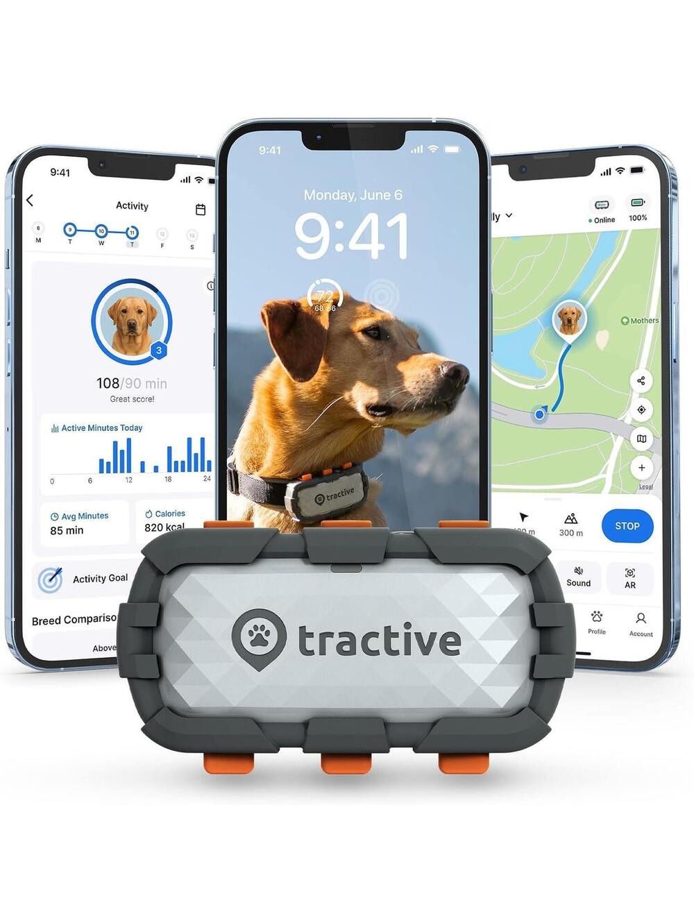 Tractive XL Smart Dog GPS Tracker Live Pet Tracker Virtual Fence Vital Signs